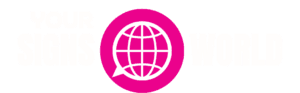 LOGO YOUR SIGNS WORLD mundo fucsia