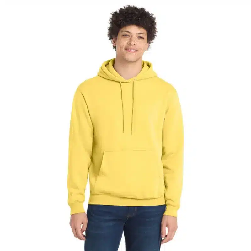 core fleece pullover hooded sweatshirt yellow