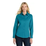l608-tealgreen Women’s long sleeve easy care shirt