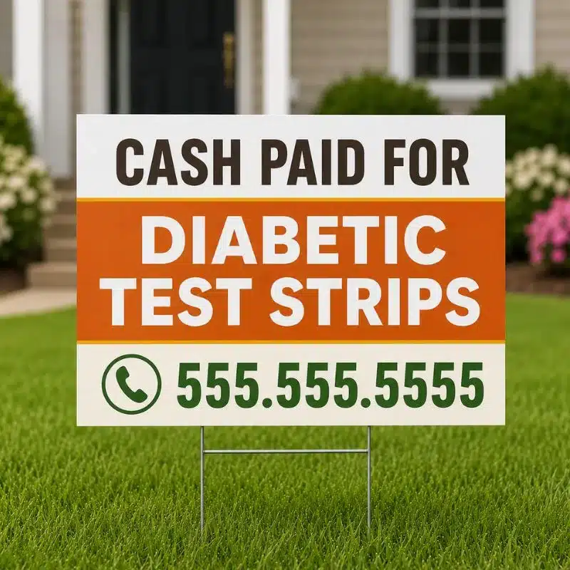 Cash for Diabetic Strips Signs custom yard signs