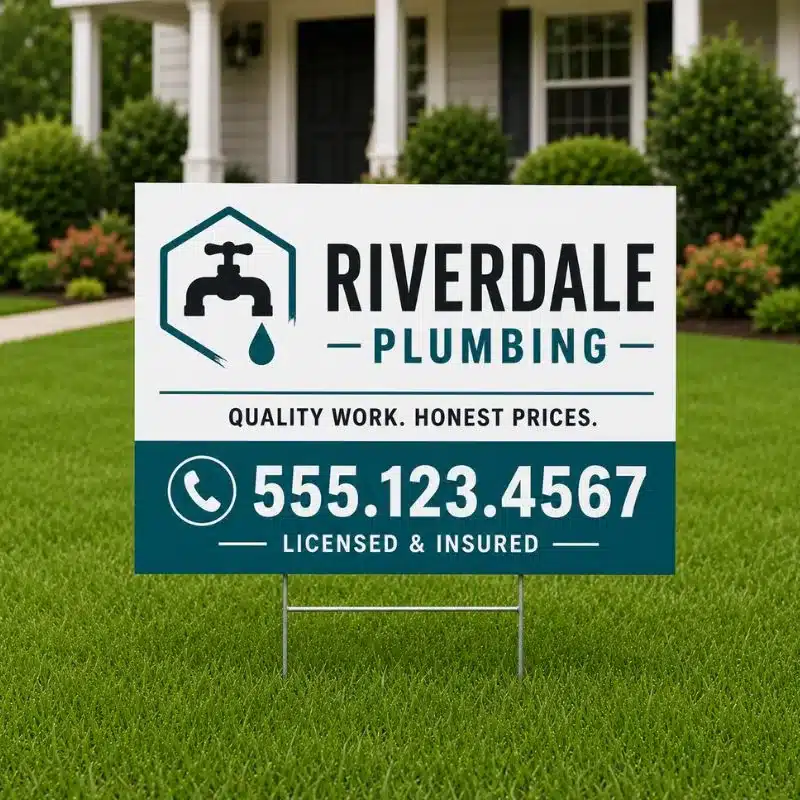 Plumbing Signs custom yard signs