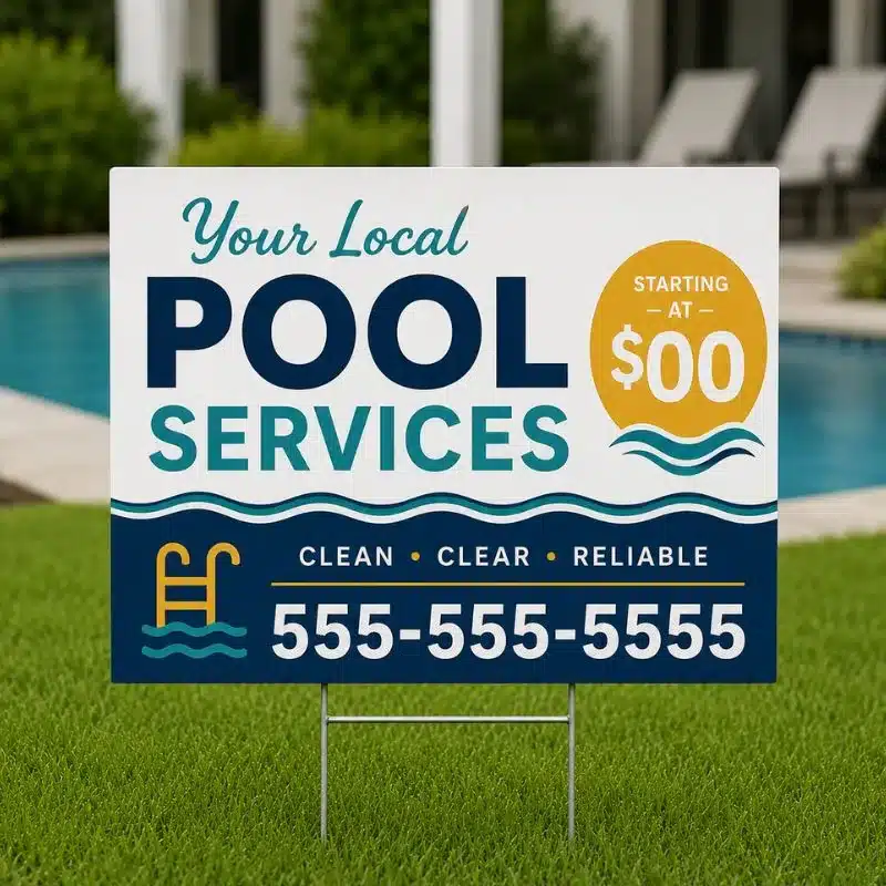Pool Service Signs custom yard signs